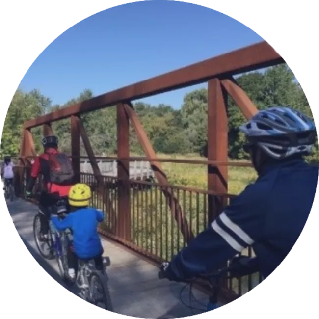 markham cyclers on a bridge