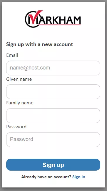 Sign up with a new account