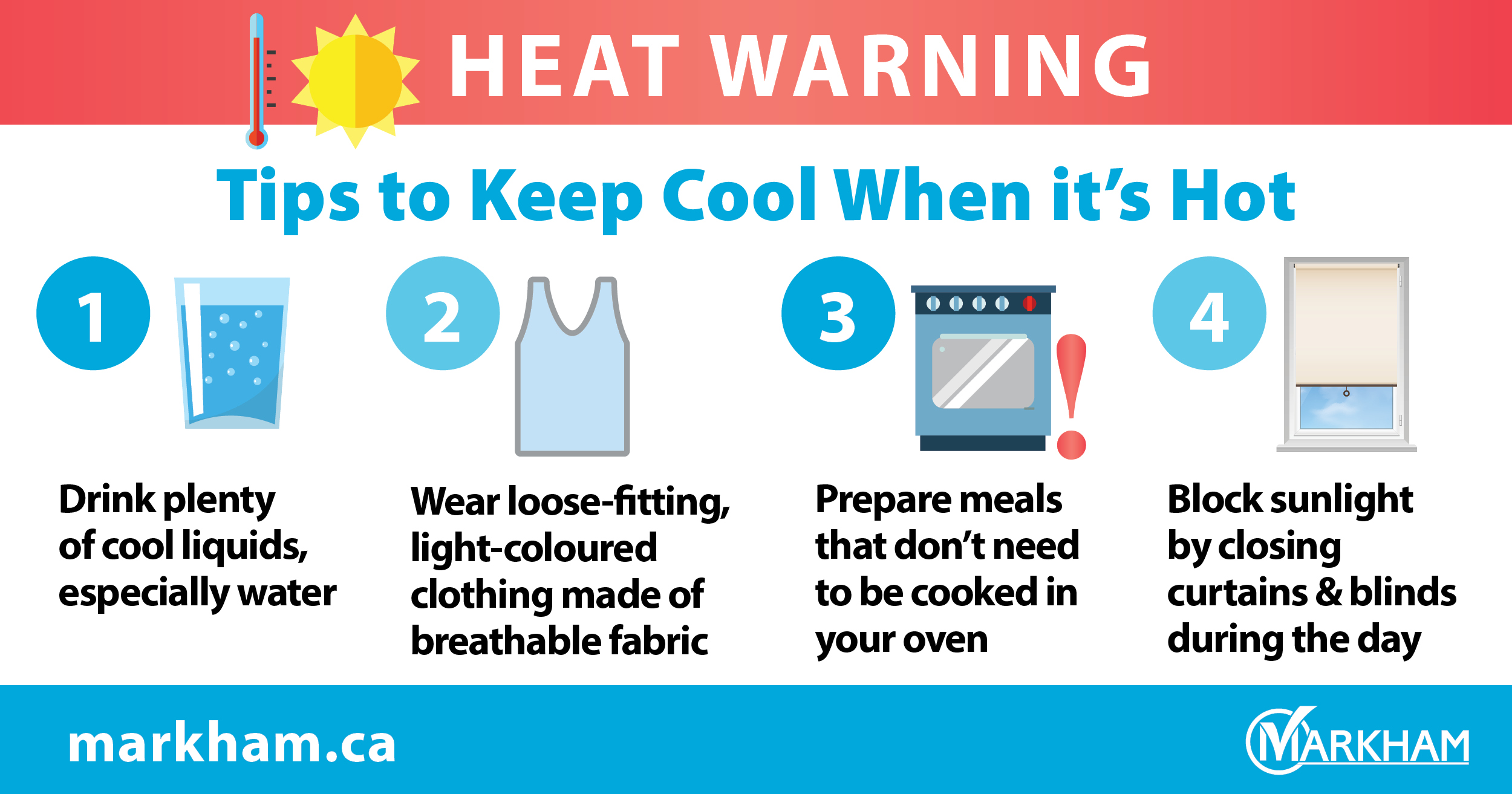 Wear light clothing, drink plenty water to stay hydrated during